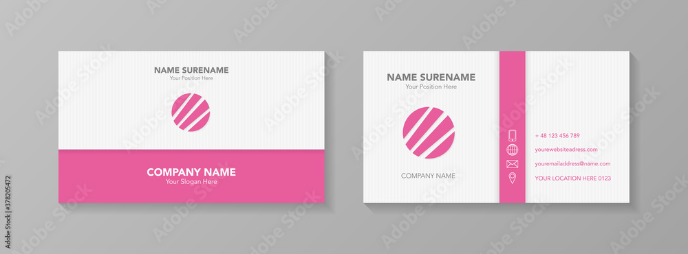 Fototapeta premium Creative business card design with icons. Vector