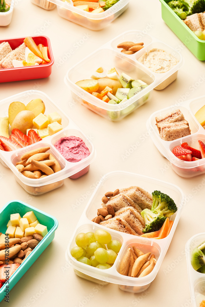 Plastic containers with assorted healthy food Plastic containers with assorted healthy food