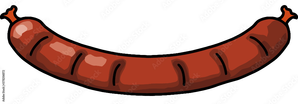 hand drawn cartoon style sausage hand drawn cartoon style sausage
