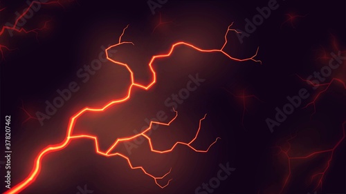 Dark illustration of a flaming crack in the ground with orange lava, volcanic break