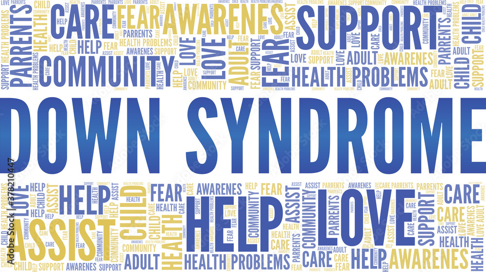 Down syndrome vector illustration word cloud isolated on a white background. Down syndrome vector illustration word cloud isolated on a white background.