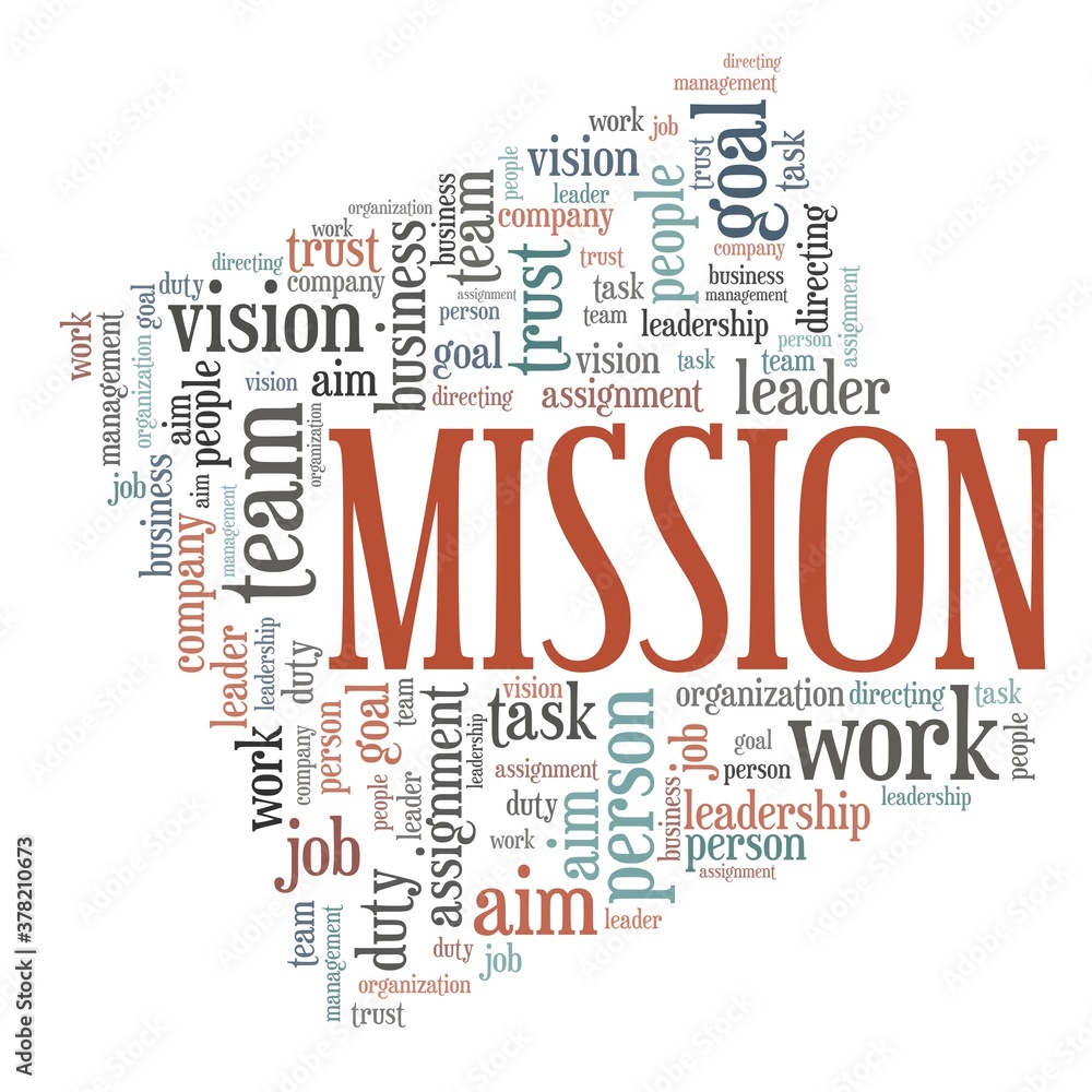 Mission vector illustration word cloud isolated on a white background. Mission vector illustration word cloud isolated on a white background.