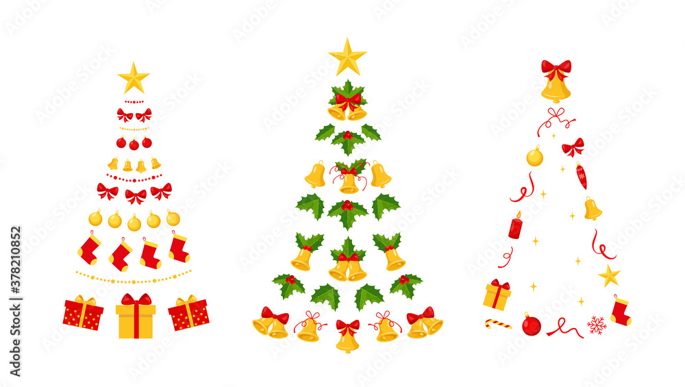 Christmas trees made of Xmas elements. Christmas trees made of Xmas elements.