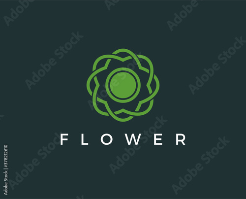 minimal flower logo template - vector illustration