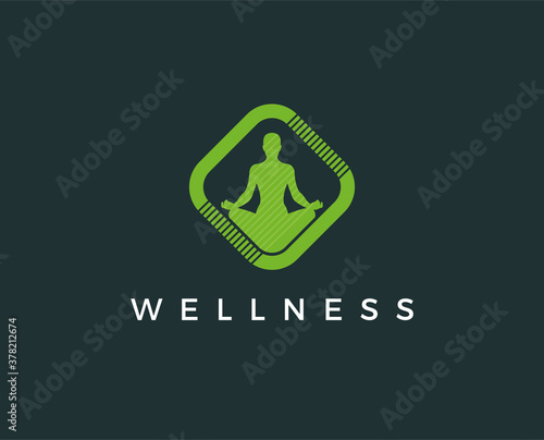 minimal wellness logo template - vector illustration