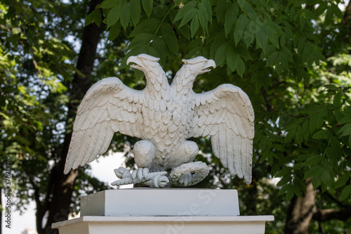 decorative sculpture of a double-headed eagle for Park decoration photo