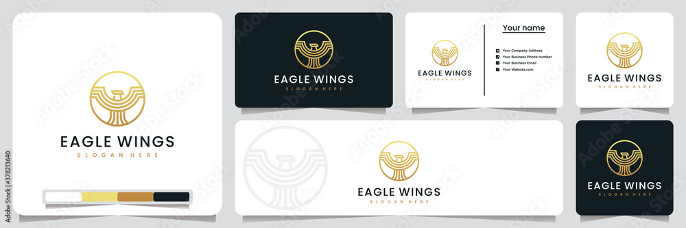 eagle wings , with line art style and gold color, logo design inspiration eagle wings , with line art style and gold color, logo design inspiration
