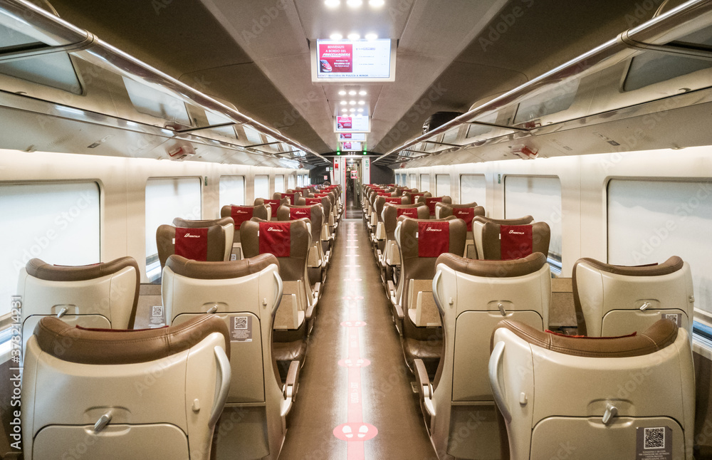 ROME CIRCA SEPTEMBER 2020 Interiors Of Frecciarossa Red Arrow High rome-circa-september-2020-interiors-of-frecciarossa-red-arrow-high