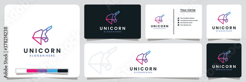 unicorn , technology , with line art style, logo design inspiration
