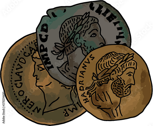 hand drawn roman coin sesterces