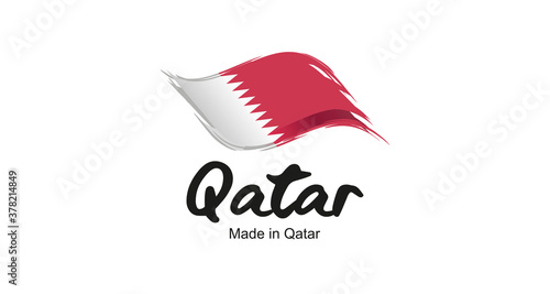 Made in Qatar handwritten flag ribbon typography lettering logo label banner