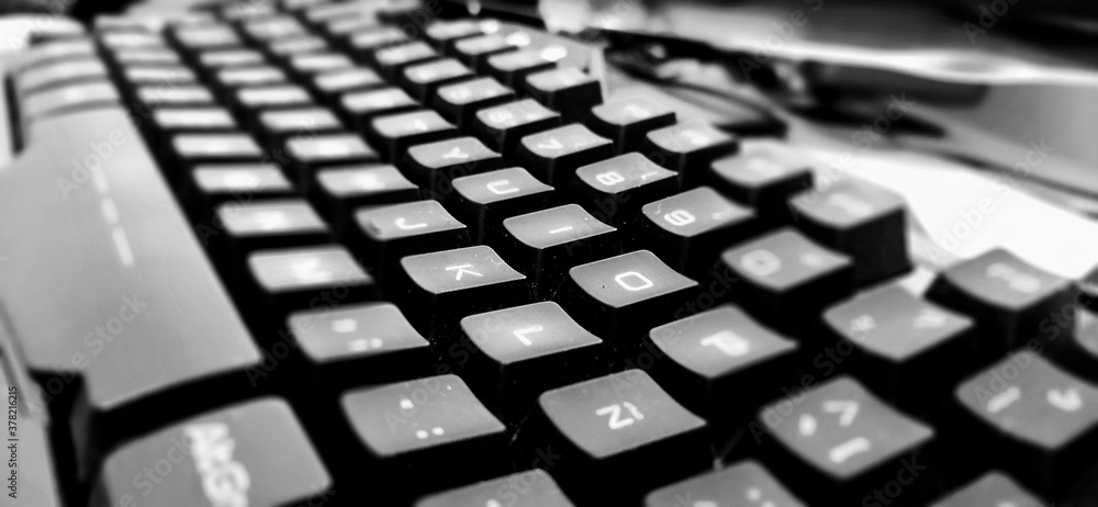 keyboard close up black-white..
