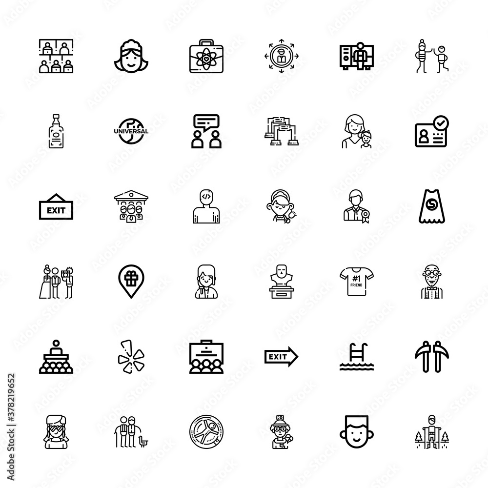Editable 36 people icons for web and mobile