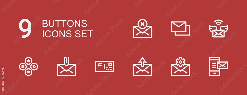 Editable 9 buttons icons for web and mobile Editable 9 buttons icons for web and mobile