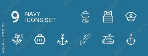 Editable 9 navy icons for web and mobile