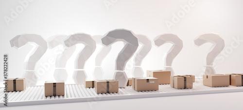 parcels on conveyor belt an...