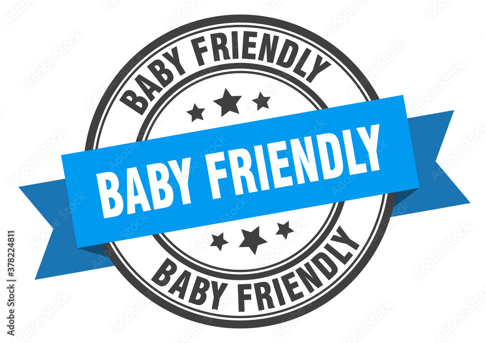 Obraz premium baby friendly label sign. round stamp. band. ribbon