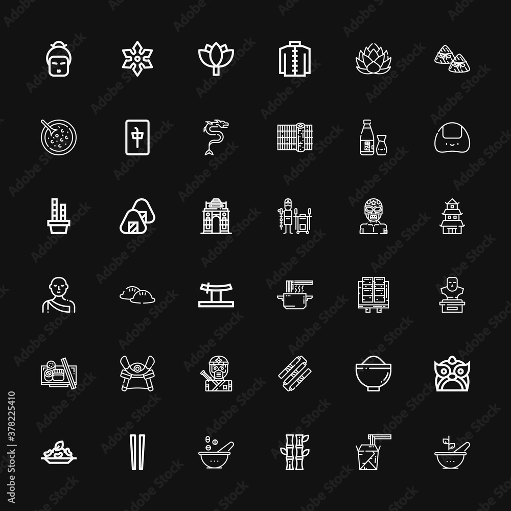 Editable 36 asian icons for web and mobile