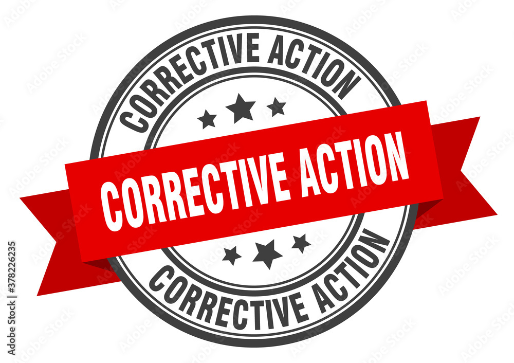 Fototapeta premium corrective action label sign. round stamp. band. ribbon