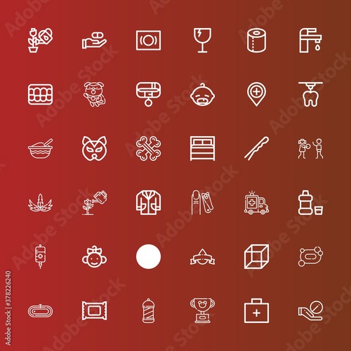 Editable 36 care icons for web and mobile