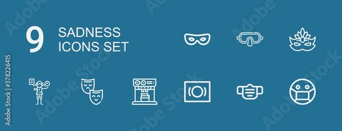 Editable 9 sadness icons for web and mobile