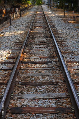 In the middle of some train tracks in the middle of the forest, Cercedilla, Spain