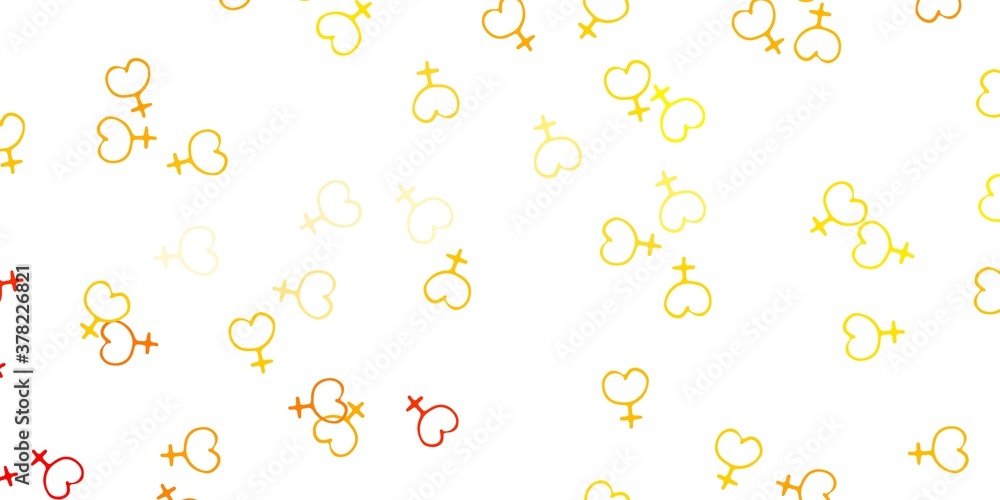 Light Orange vector pattern with feminism elements. Light Orange vector pattern with feminism elements.