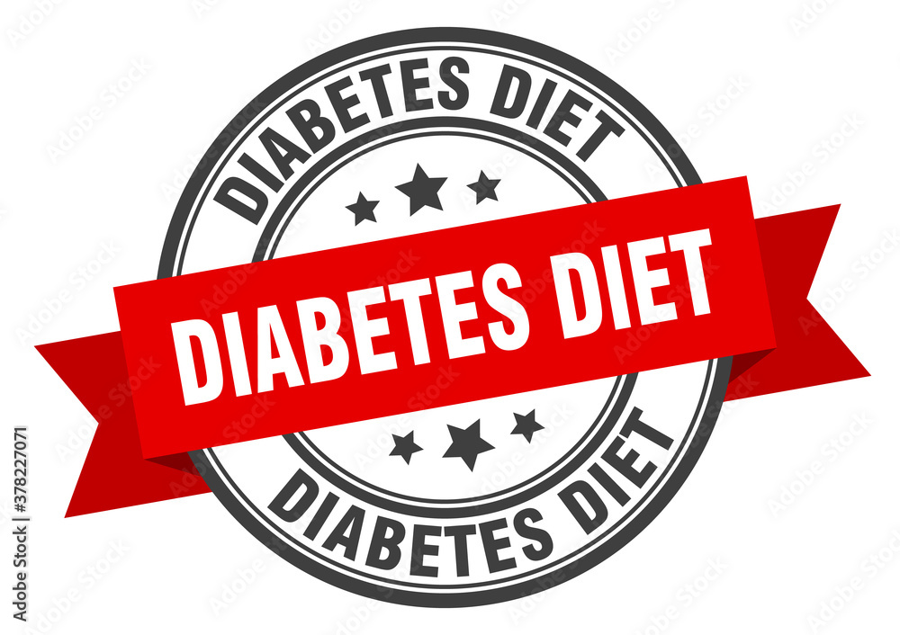 Fototapeta premium diabetes diet label sign. round stamp. band. ribbon