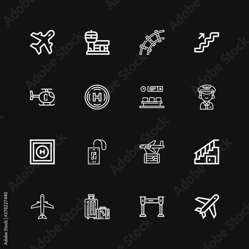 Editable 16 airport icons for web and mobile