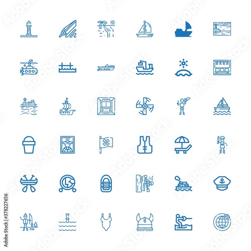 Editable 36 boat icons for web and mobile