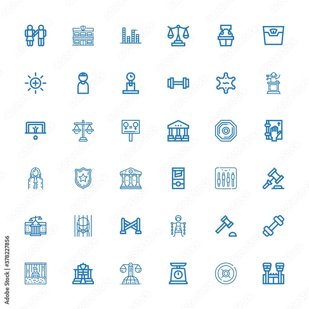 Editable 36 justice icons for web and mobile
