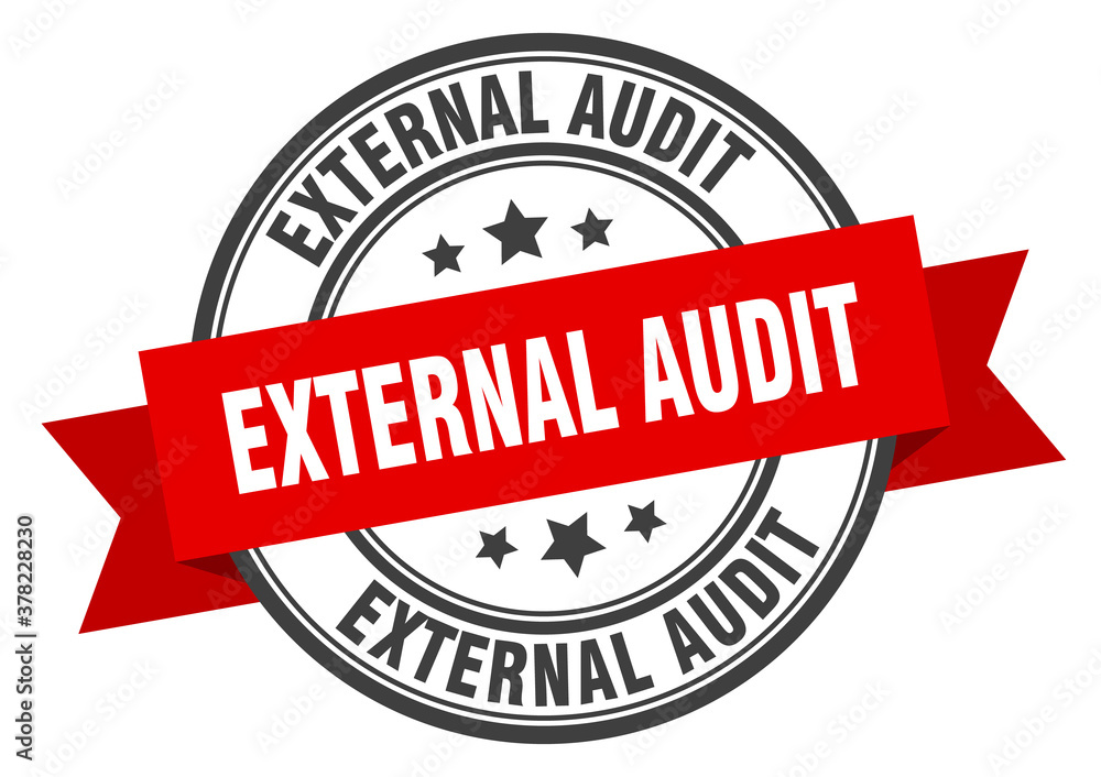 Fototapeta premium external audit label sign. round stamp. band. ribbon