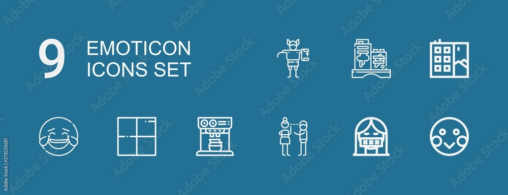 Editable 9 emoticon icons for web and mobile Editable 9 emoticon icons for web and mobile