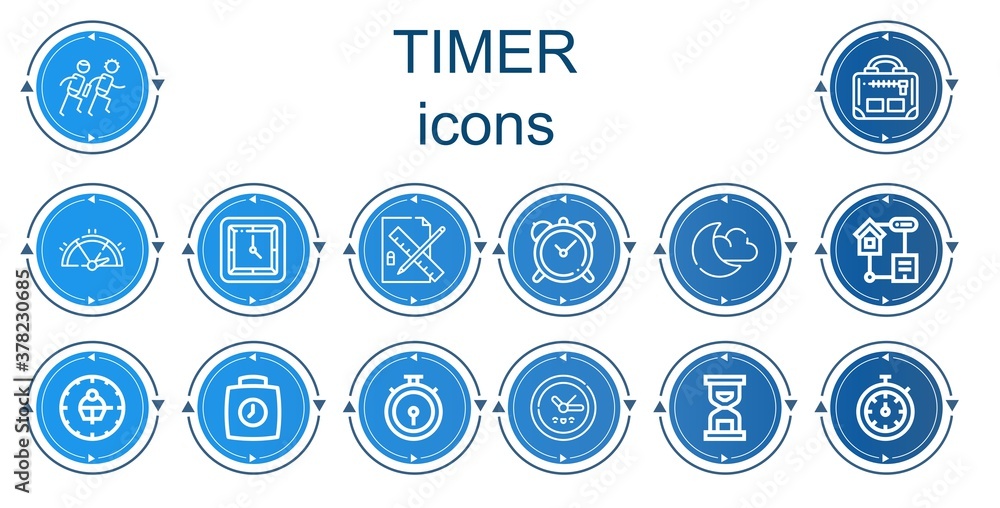 Editable 14 timer icons for web and mobile Editable 14 timer icons for web and mobile