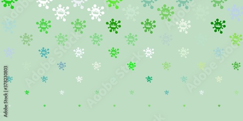 Light blue, yellow vector background with covid-19 symbols.