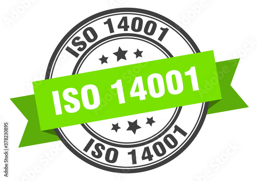 iso 14001 label sign. round stamp. band. ribbon