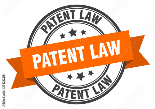 patent law label sign. round stamp. band. ribbon