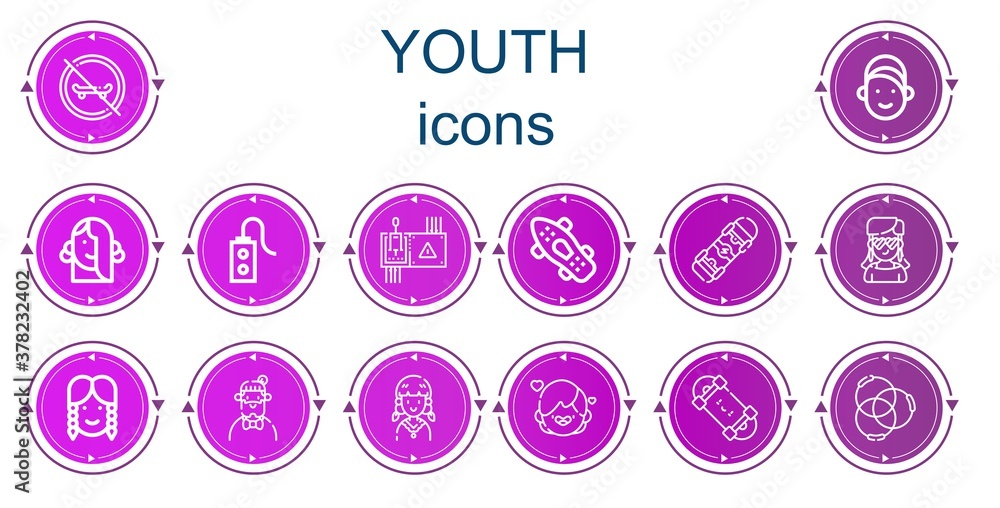 Editable 14 youth icons for web and mobile Editable 14 youth icons for web and mobile