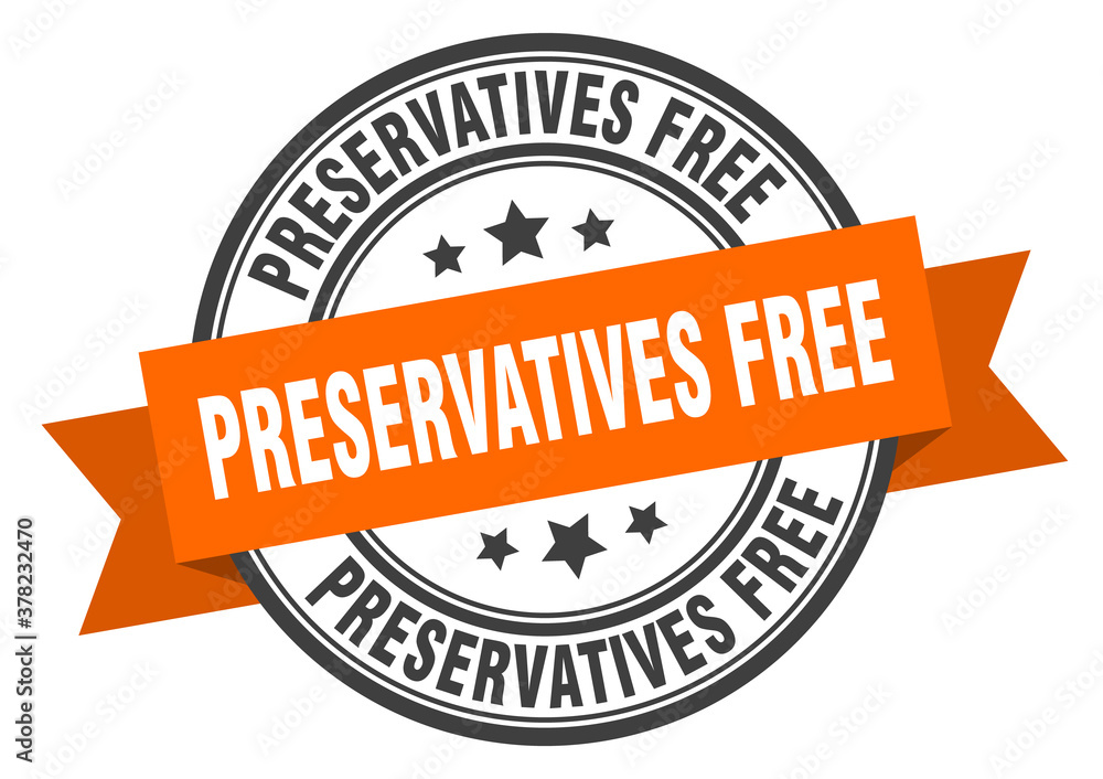 Obraz premium preservatives free label sign. round stamp. band. ribbon