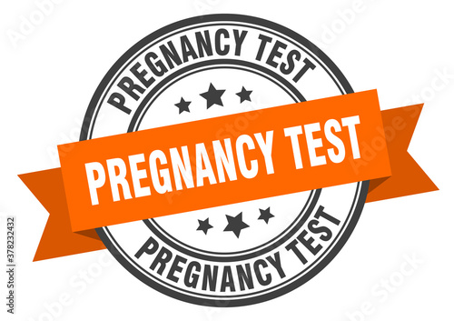 pregnancy test label sign. round stamp. band. ribbon