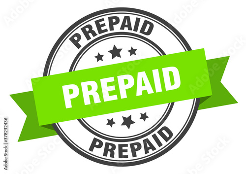 prepaid label sign. round stamp. band. ribbon