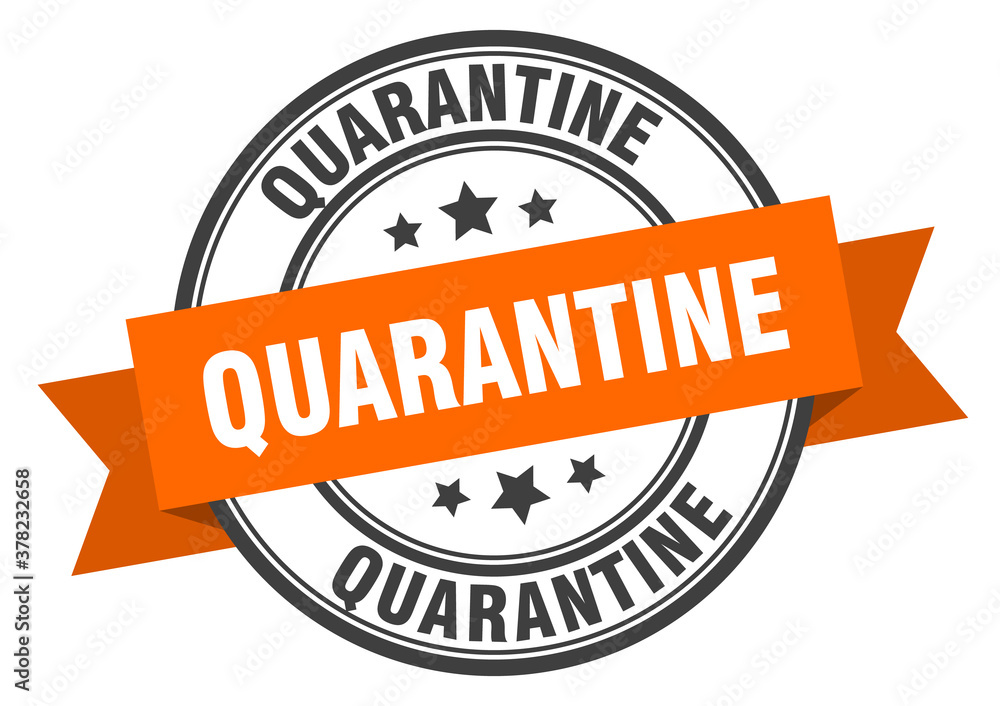 Fototapeta premium quarantine label sign. round stamp. band. ribbon