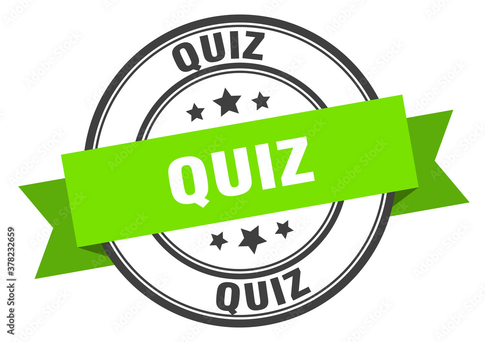 Fototapeta premium quiz label sign. round stamp. band. ribbon