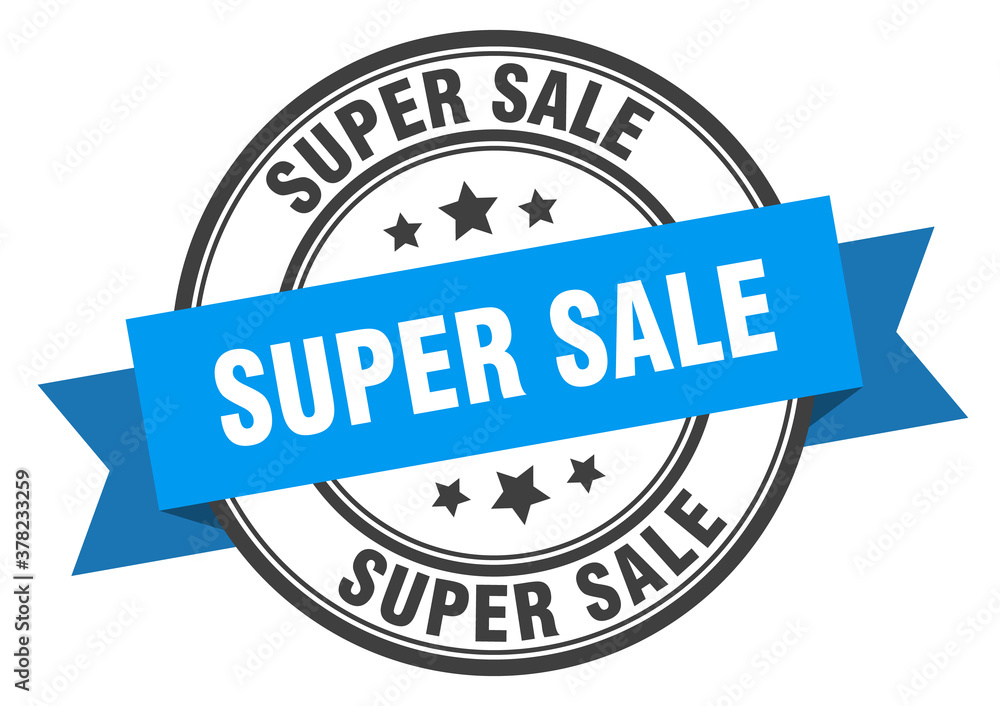 Fototapeta premium super sale label sign. round stamp. band. ribbon