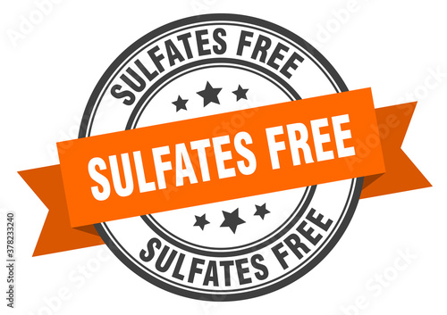sulfates free label sign. round stamp. band. ribbon