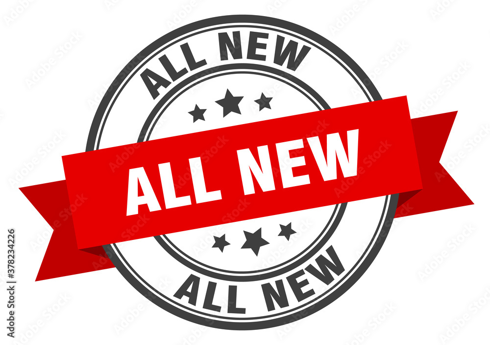 Fototapeta premium all new label sign. round stamp. band. ribbon
