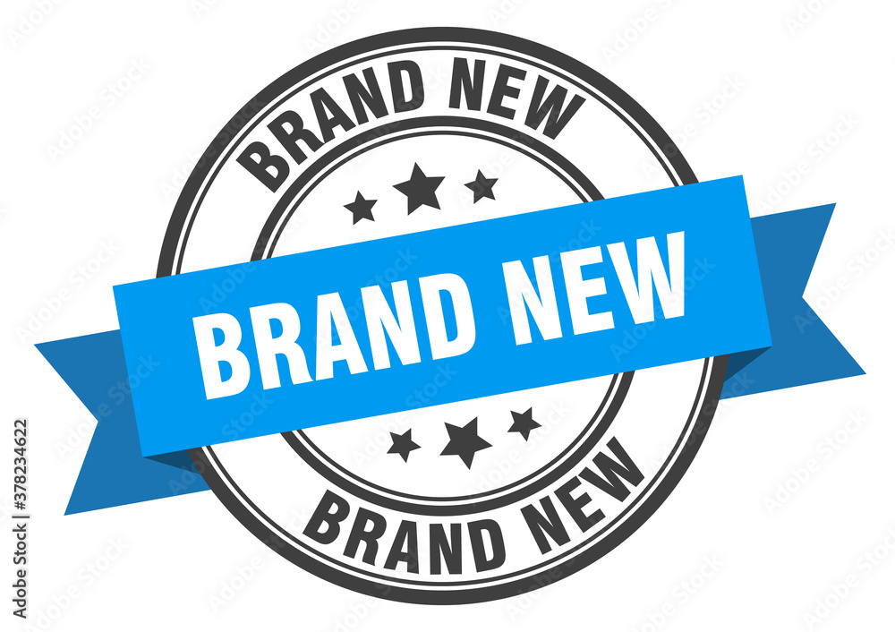 Fototapeta premium brand new label sign. round stamp. band. ribbon