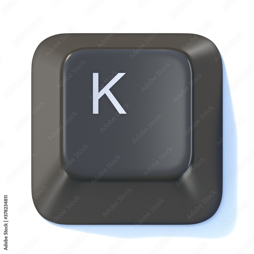 Black computer keyboard key Letter K 3D Black computer keyboard key Letter K 3D