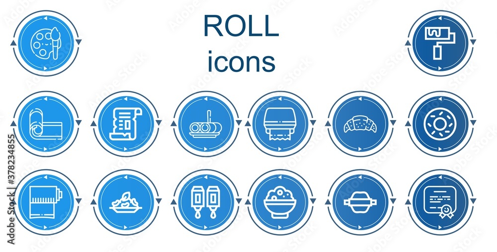 Editable 14 roll icons for web and mobile Editable 14 roll icons for web and mobile