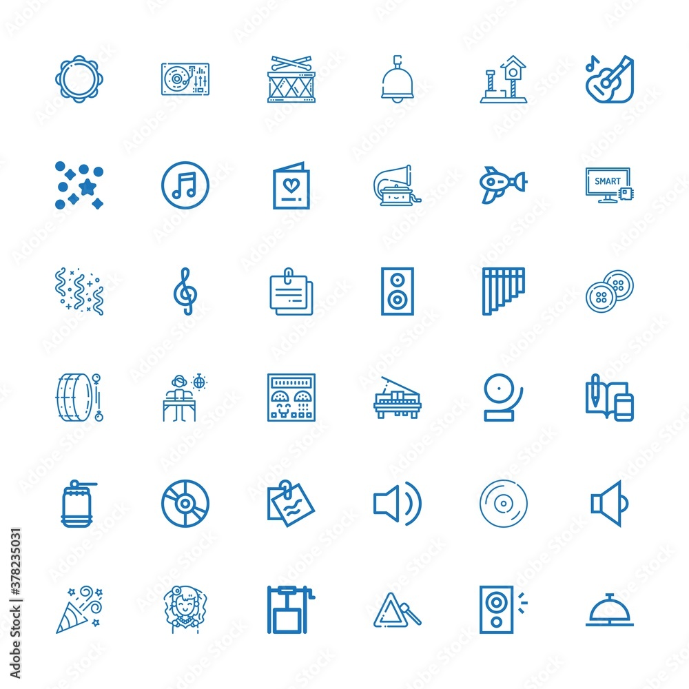 Editable 36 music icons for web and mobile